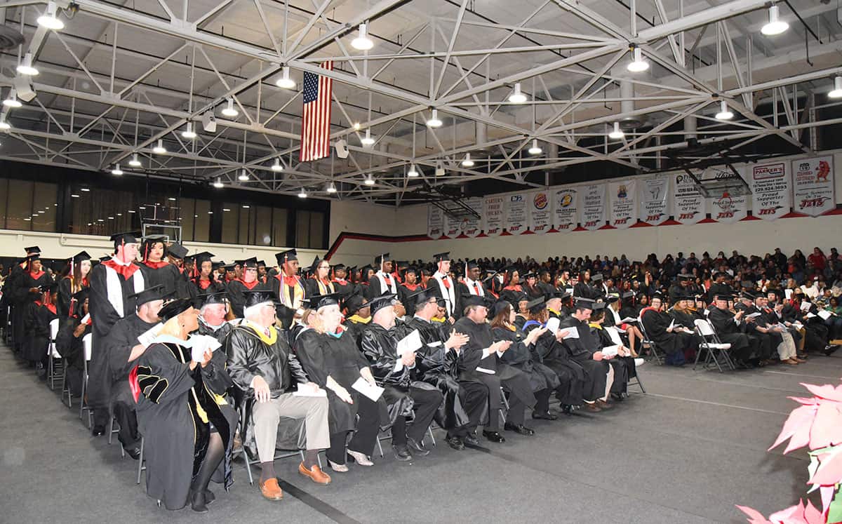 Here is a photo of the large graduation crowd at South Georgia Technical College’s Fall 2019 ceremony. Due to the COVID-19 restrictions, SGTC has postponed its Spring 2020 Graduation.