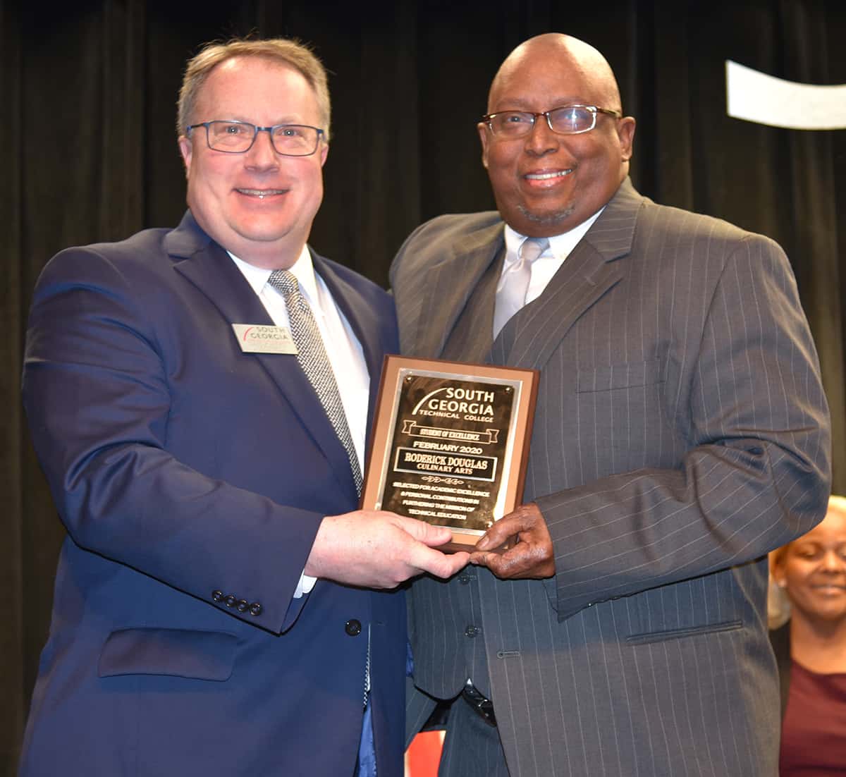 SGTC Vice President of Academic Affairs David Kuipers is shown above with Roderick Douglas, a Culinary Arts student from Americus, who was named Student of Excellence.
