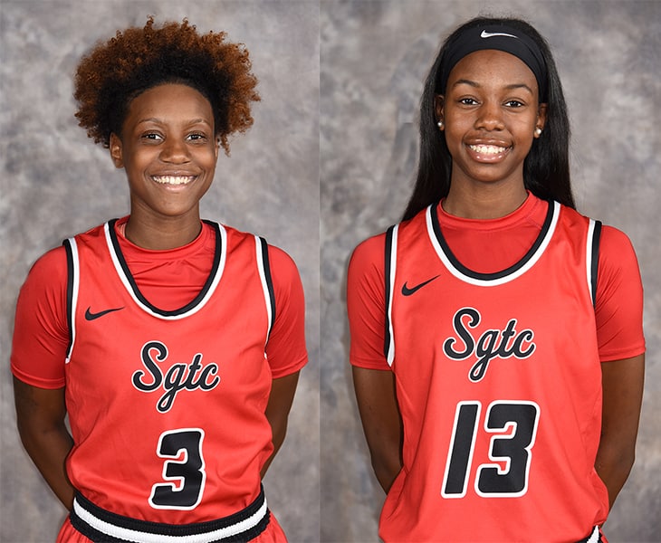 Lady Jets sophomores Niya Goudelock, 3, and Yasriyyah Wazeerud-Din, 13, named to the NJCAA Region XVII All-Tournament team. Goudelock was the MVP for the tournament.