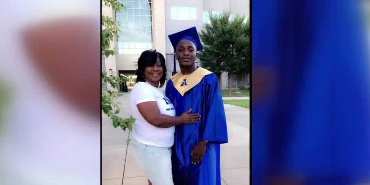Travion Gardner is shown above at his high school graduation with his mother, Angela Gardner.