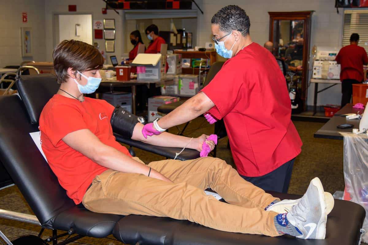 A South Georgia Technical College student donates blood at the recent American Red Cross blood drive on the SGTC Americus campus.