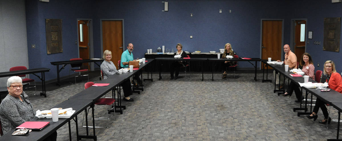 Members of the South Georgia Technical College Crisp County Center’s Business Technology, Accounting and Marketing Management advisory committees met recently on the SGTC Crisp County Center in the LaPorte Auditorium. Shown above are: Shearer Turton of Turton Investments; Becky Fitzgibbons of Crisp County Power Commission; Jessica Carter of Crisp Regional Hospital; David Wade of City of Cordele; and Carol Arflin of Plantersfirst. Also present at the advisory meeting were SGTC instructors Karen Bloodworth and Teresa Jolly along with Julie Partain, Dean of Enrollment Management and Nancy Fitzgerald, Grants Coordinator.