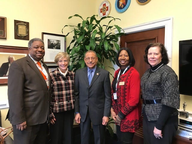 South Georgia Technical College Board of Directors Vice Chair Janet Siders (second from the right) is shown above with David Danzie, Jr., Past President TCDA; Adie Shimandle, Executive Director TCDA; Representative Sanford Bishop; and Billie Izard, Executive Assistant TCDA. Siders has now been elected President of the TCDA Executive Committee.