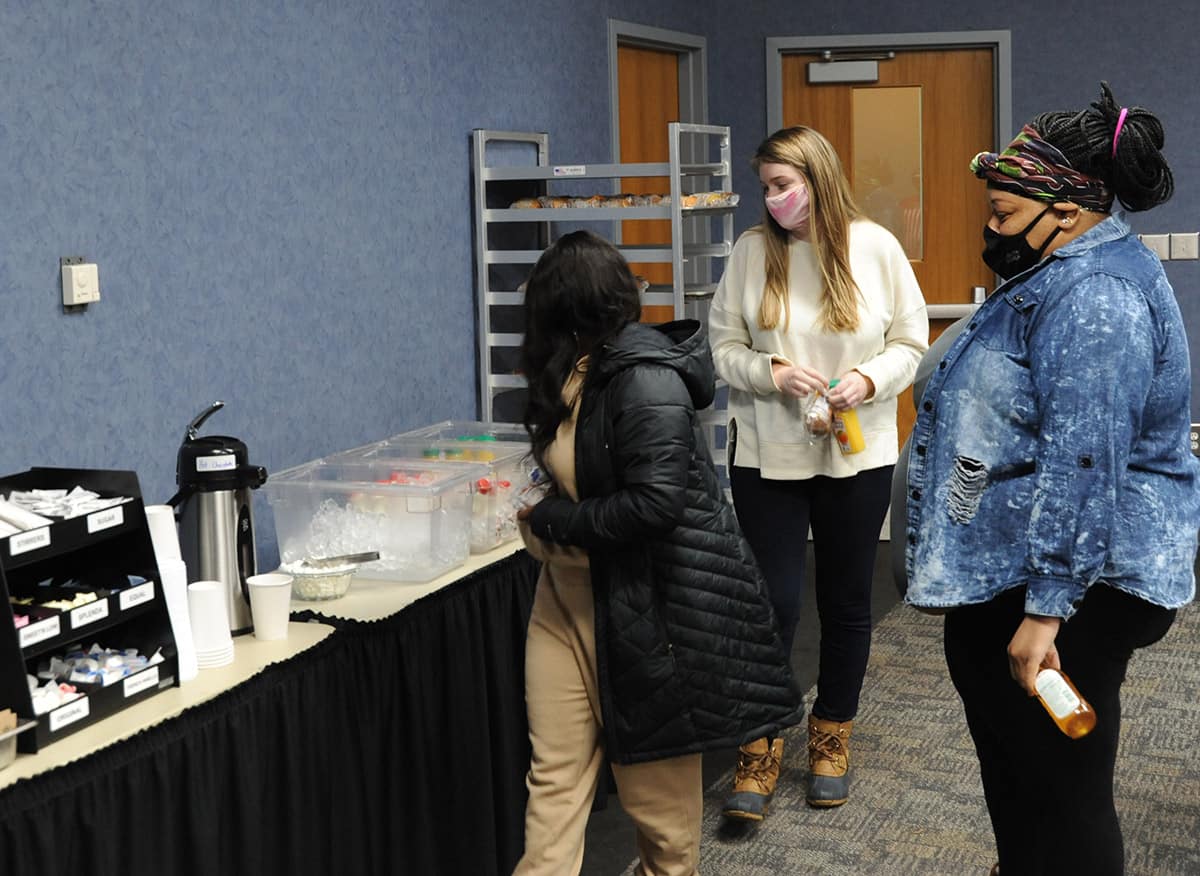 Some of the South Georgia Technical College Crisp County Center students are shown above enjoying the Student Appreciation “Grab and Go” refreshments in the auditorium.