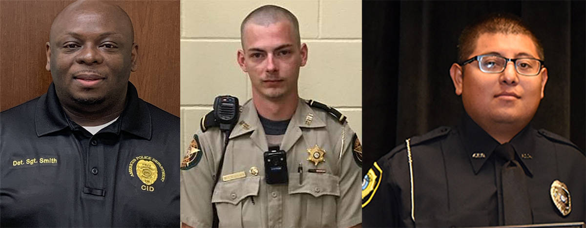 Shown above are Cedric Smith, Chandler Buchanan and David Rueda-Fierros, the three SGTC POST certified Criminal Justice students who returned to earn their Criminal Justice associate degree and were awarded the Smarr-Smith scholarship.