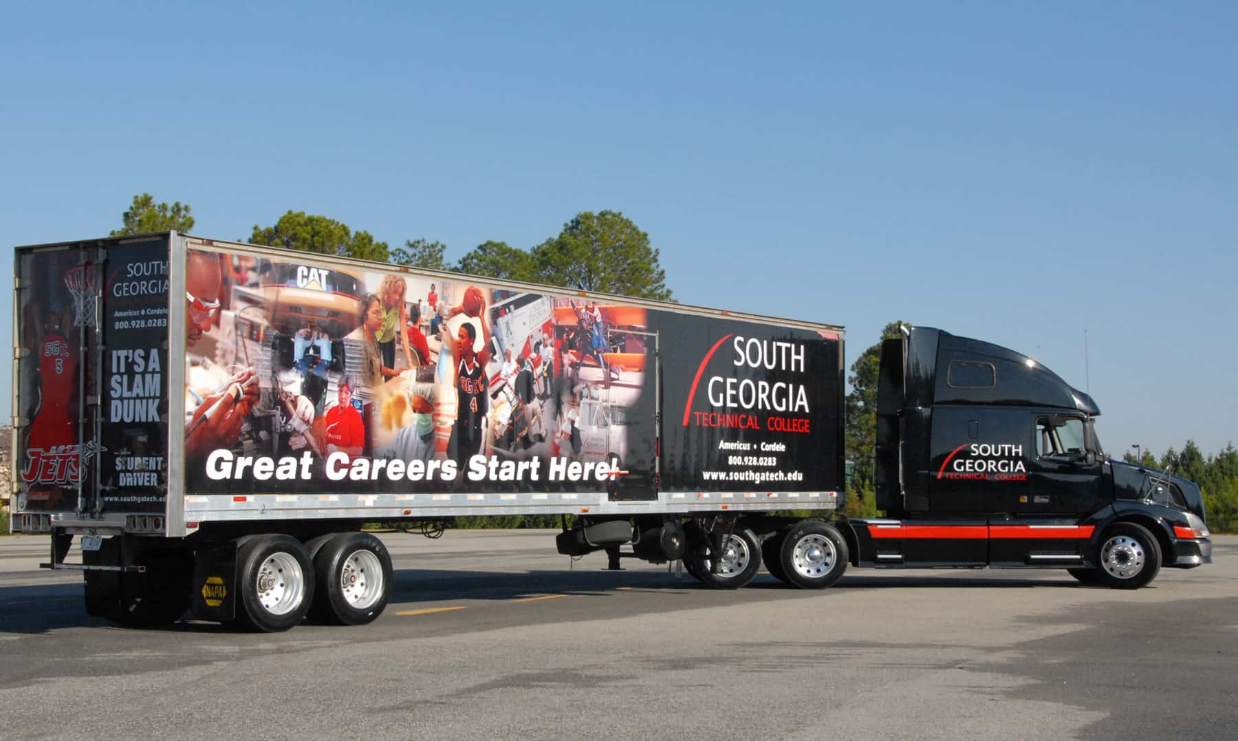 Shown above is one of the South Georgia Tech Tractor Trailer rigs. This program can be completed in eight weeks or less and graduates can be on the road to success and a high paying career.