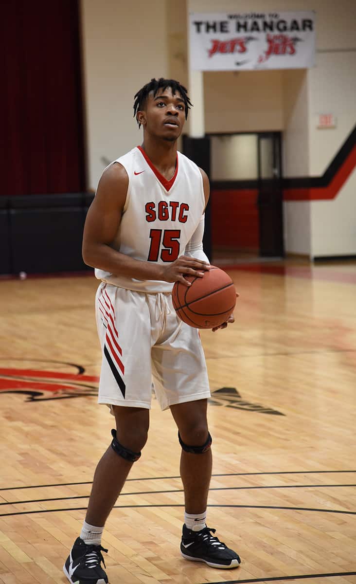 Marvin McGhee (10) was the top scorer for the Jets with 20 points in their upset win over USC Salkehatchie Saturday.