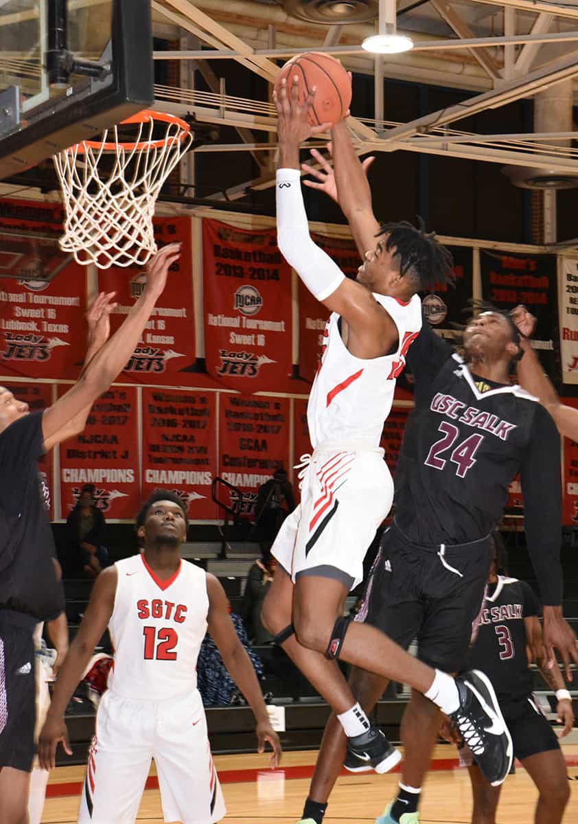 Marvin McGhee (10) was the top scorer for the Jets with 20 points in their upset win over USC Salkehatchie Saturday.