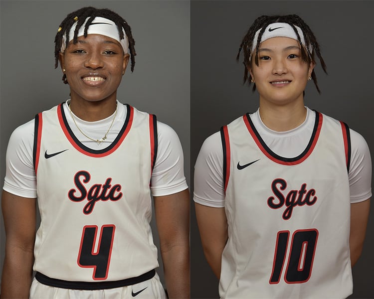 Shown above are Veronica Charles (4) and Moe Shida (10) who earned GCAA All-Region recognition.