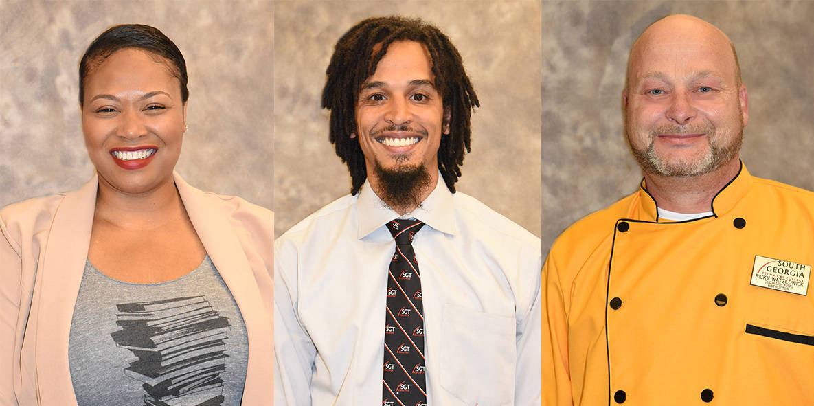 The three SGTC finalists for the 2021 Rick Perkins Instructor of the Year at South Georgia Technical College are: Dr. Raven Payne, Chester A. Taylor, III, and Ludwig “Chef Ricky” Watzlowick.