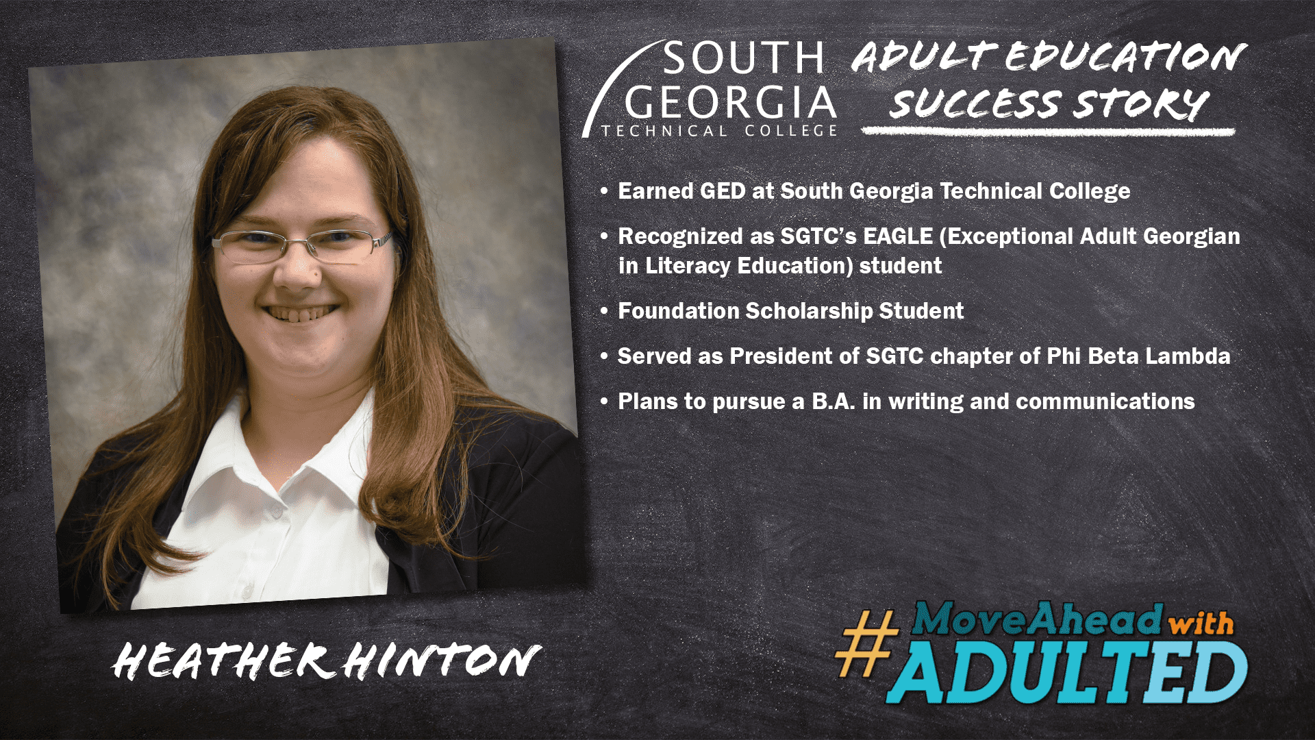 Heather Hinton earned her High School Equivalency and a degree in the Computer Support Specialist program at SGTC.