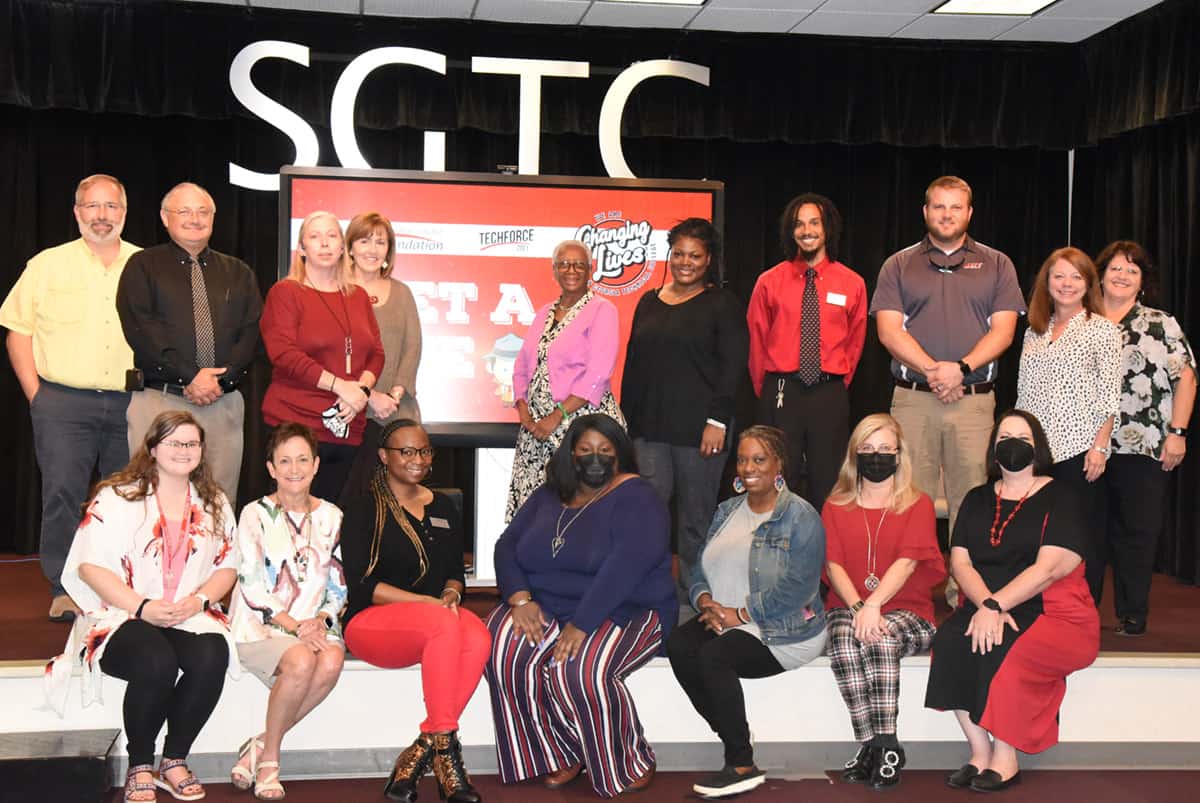 Shown above are the members of the South Georgia Technical College Internal TechForce 2021 fund drive. They include: (Back row) Pat Peacock, Dr. David Finley, Teresa McCook, Tami Blount, Minnie Williamson, Katrice Taylor, Chester Taylor, Kyle Hartsfield, Nancy Fitzgerald, and Vanessa Wall. Shown on the front row are: Leah Cannady, Lillie Ann Winn, Virgillia Edge, Eulish Kinchens, Jennifer Robinson, Michelle McGowan, and Kari Bodrey.