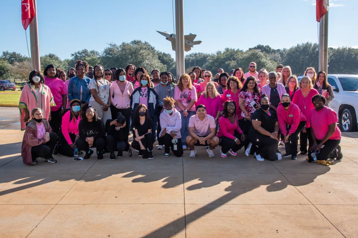 Over 50 SGTC students, faculty, and staff gathered for a walk around the campus and other activities during SGTC’s Breast Cancer Awareness Day.