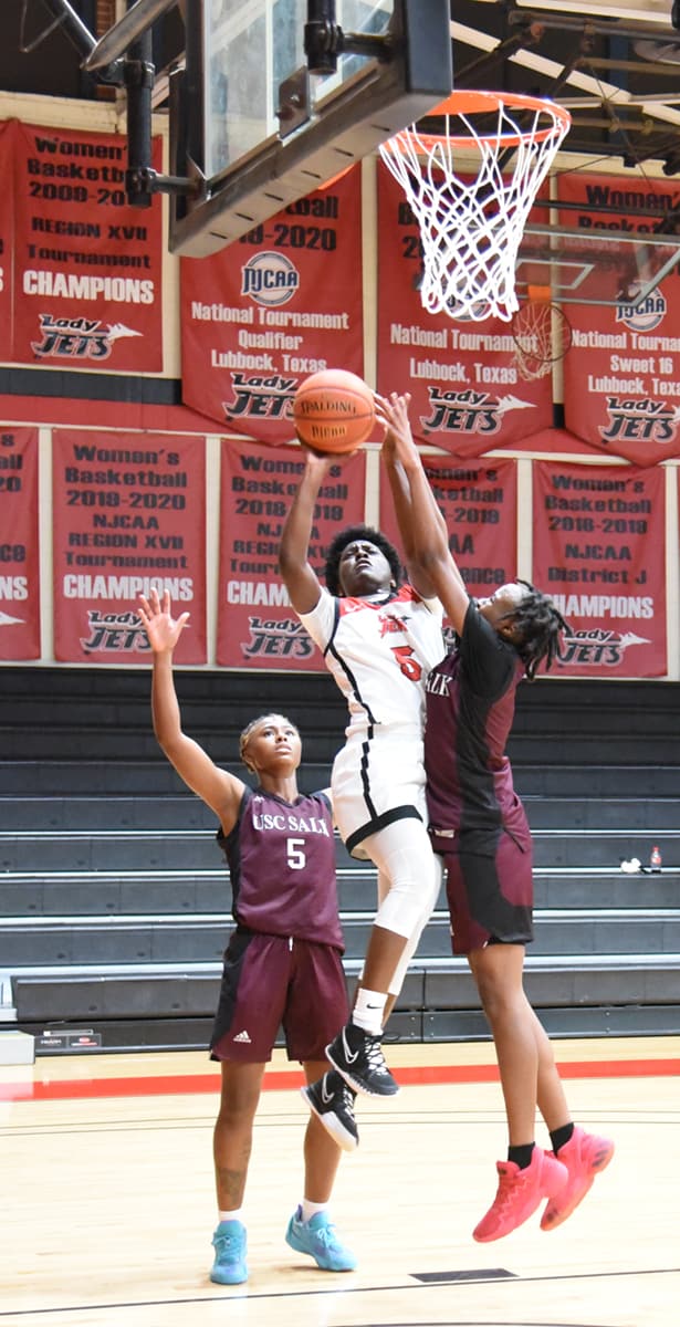 Alexia Dizebo, 5, led the Lady Jets in scoring with 25 points.