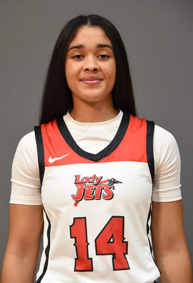 Freshman point guard Laurie Calixte, 14, came off the bench to lead the SGTC Lady Jets to a 73 – 65 conference win over East Georgia last week.