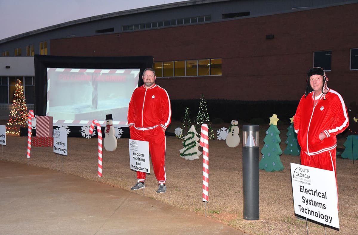 Community votes the Precision Machining and Manufacturing, Drafting, Electrical Systems, Electronics, and Industrial Systems display that was in front of the John M. Pope Center as the Best Display.