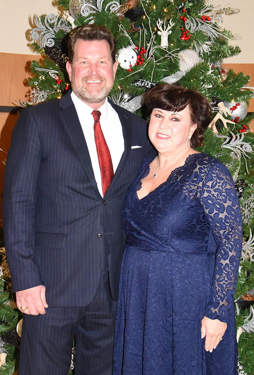 South Georgia Technical College President Dr. John Watford and his wife, Barbara, are shown above as they prepared to welcome guests to the South Georgia Tech Christmas gala.