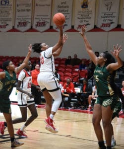 Kamya Hollingshed goes up for two.