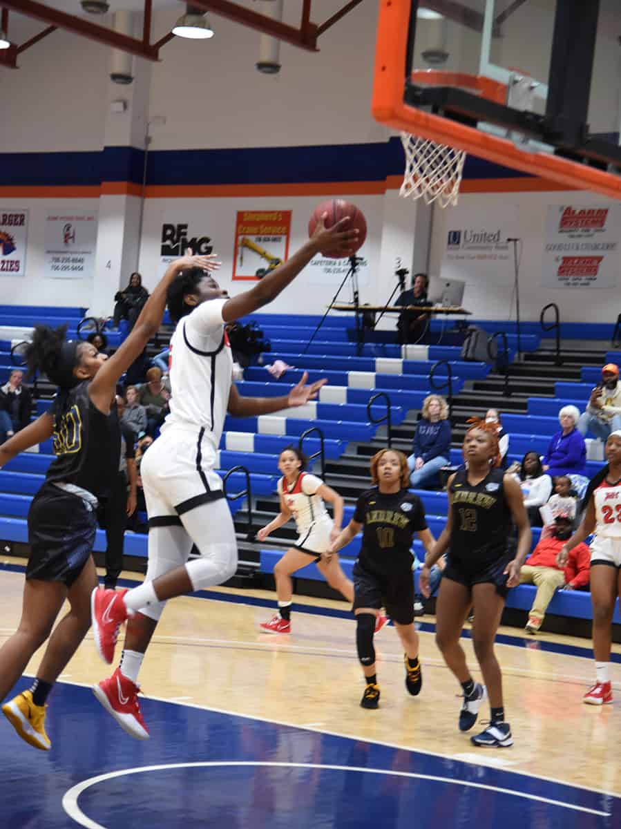 SGTC’s Alexia Dizeko, 5, led the Lady Jets in scoring with 17 points in the win over Andrew College.