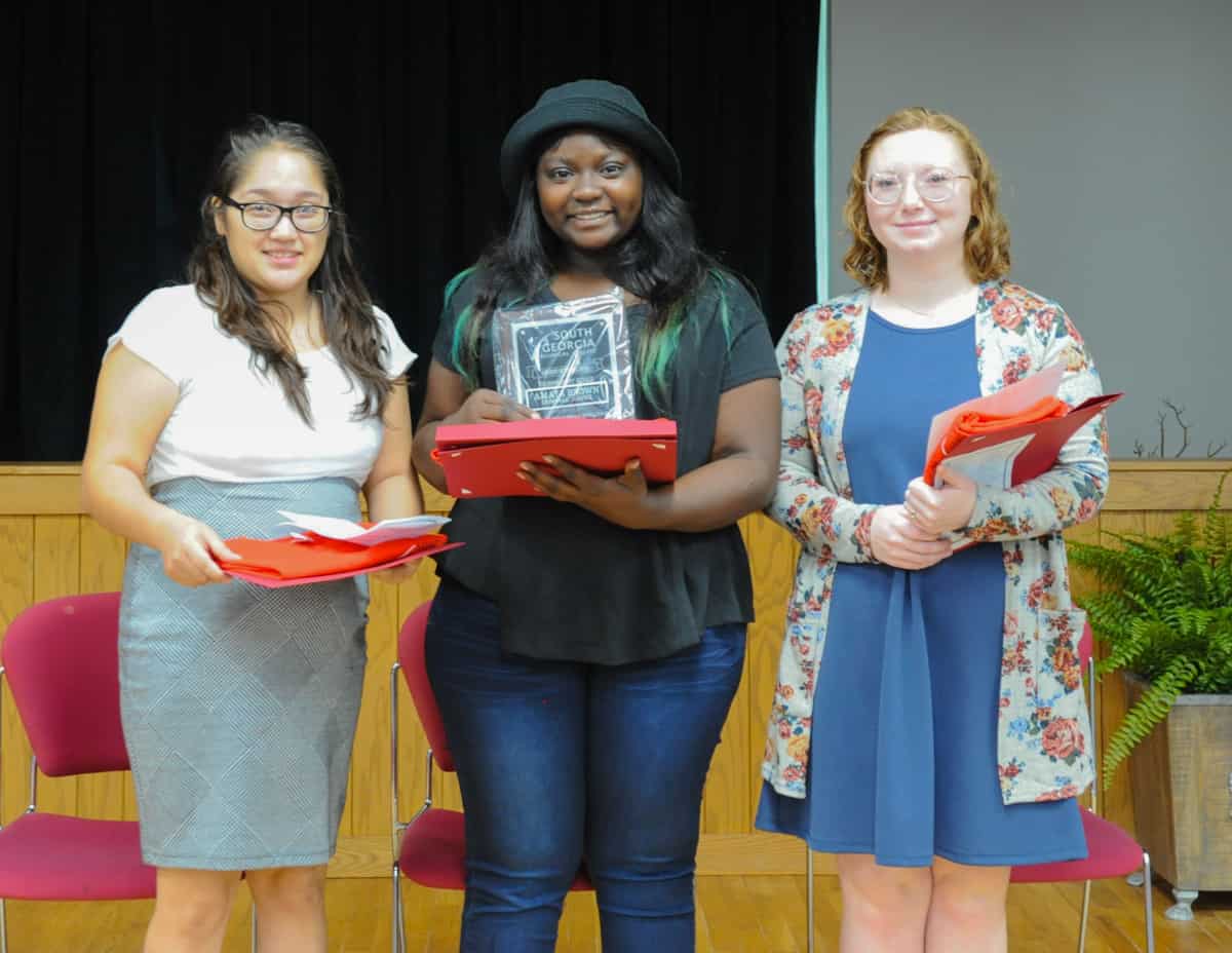 Pictured center is SGTC Crisp County Center Student of Excellence winner Amaya Brown with nominees Fabiola San Martin Garcia (left) and Shelby Wood. Not pictured are nominees Destiny Taylor and Santana Canady.