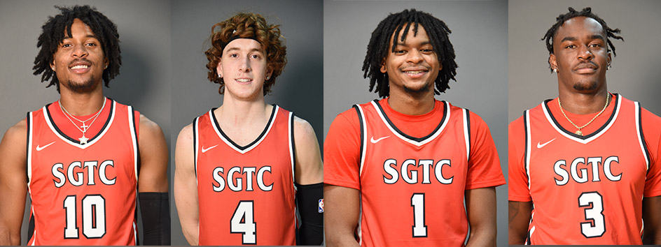 Shown above are the four Jets who were named to the GCAA All-Region teams for the 2021-2022 season. They are Marvin McGhee, 10, GCAA Player of the Year; Will Johnston, 4, and Malik Battle, 1, GACC All-Region second team and Jalen Reynolds, 3, All-Defensive team.