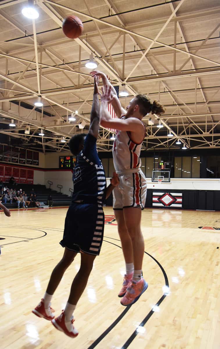 Will Johnston, (4) was the top scorer for the Jets with 16 points in a narrow win over Central Georgia Tech.