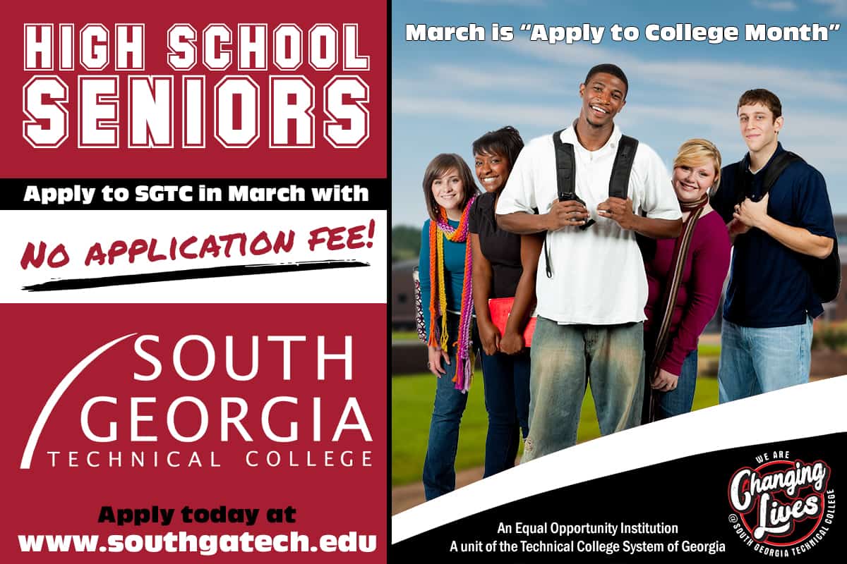 March is Free Application Fee at South Georgia Technical College.