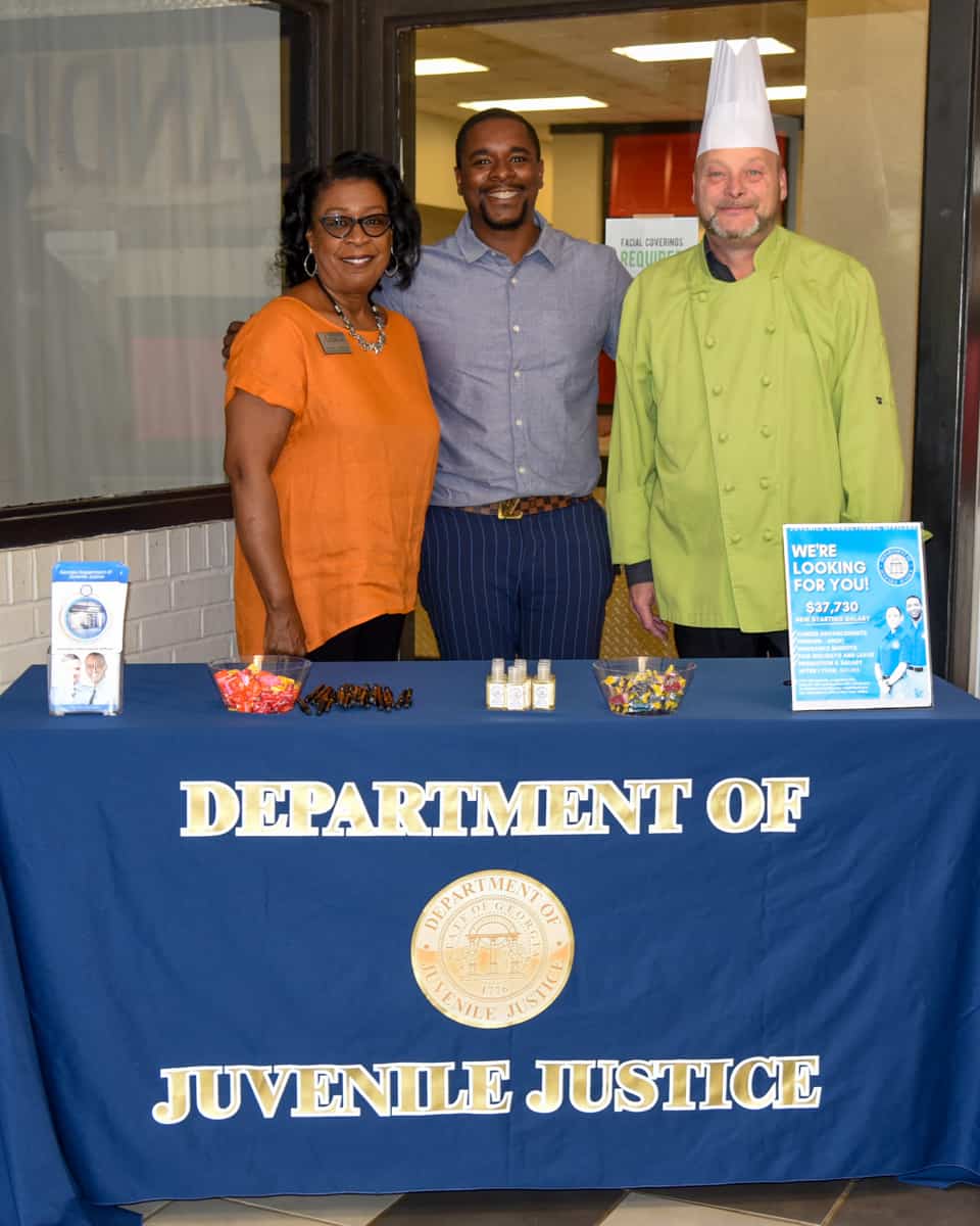 Pictured (l-r): SGTC Career Services Director Cynthia Carter, Department of Juvenile Justice Recruiter Ryan Blue, and SGTC Culinary Arts Instructor Ricky Watzlowick at a recent recruiting event on the SGTC campus.
