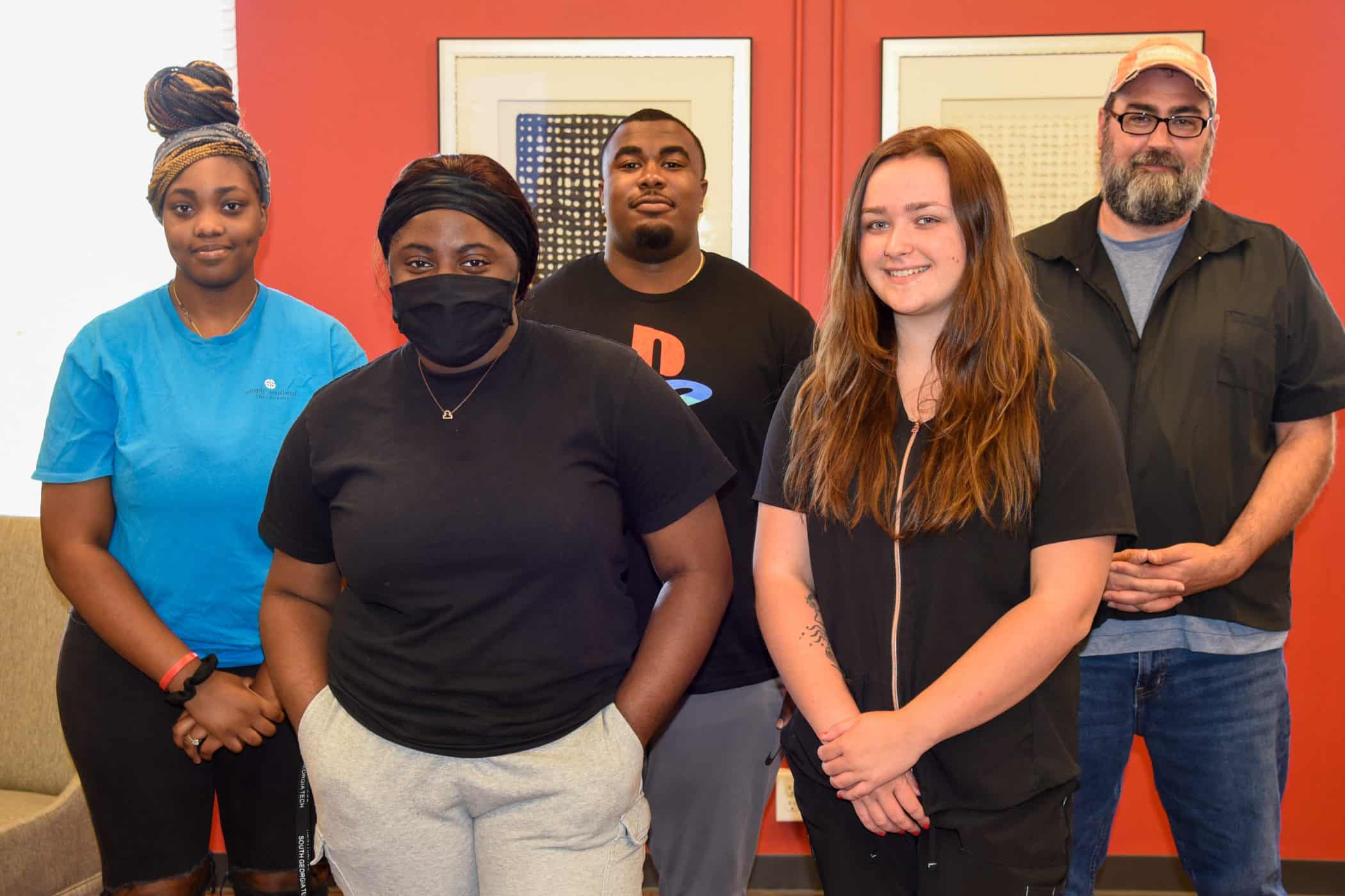 2022-2023 SGTC Student Government Association officers (l-r): Jy’mia Fann, Parliamentarian; Makayla McCant, Reporter; Montavious Angry, Secretary; Anna Rees, Vice President; and Brandon Price, President.