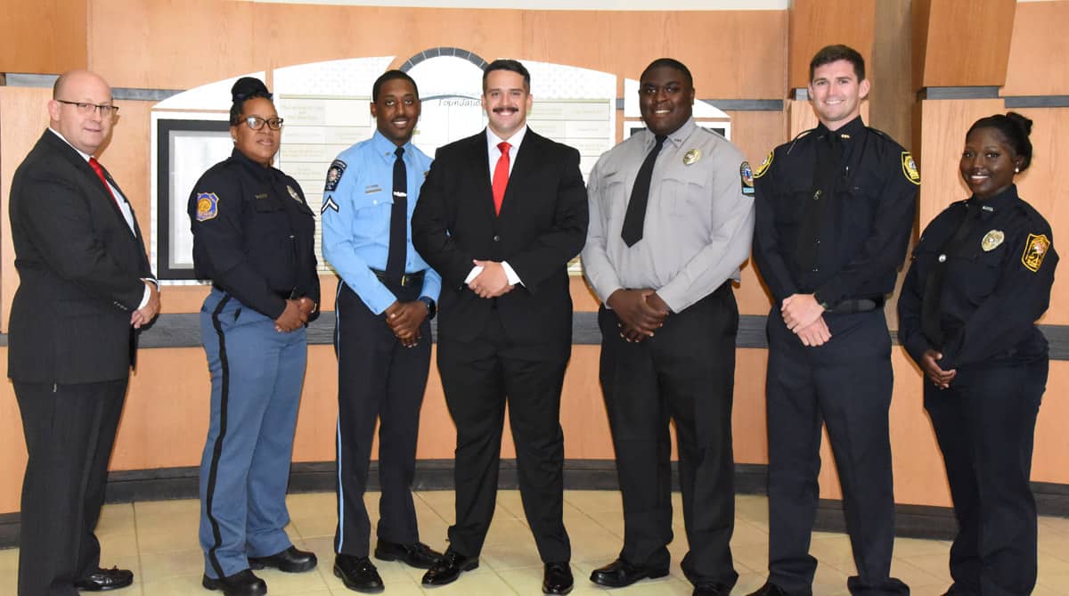 South Georgia Technical College LEA Academy Director Brett Murray is shown above with the members of the South Georgia Technical College Law Enforcement Academy Class 22-01 cadets who competed their training recently. The cadets earned their POST certification and a technical certificate of credit for their course work in the academy. Shown above are: Kam Chase Baker, Lakeitha Majors Ellison, Kyjuan Shikee Hudson, Marvin Smith, IV, Javarise Jamele Terry, and Charittie Faith Walker.