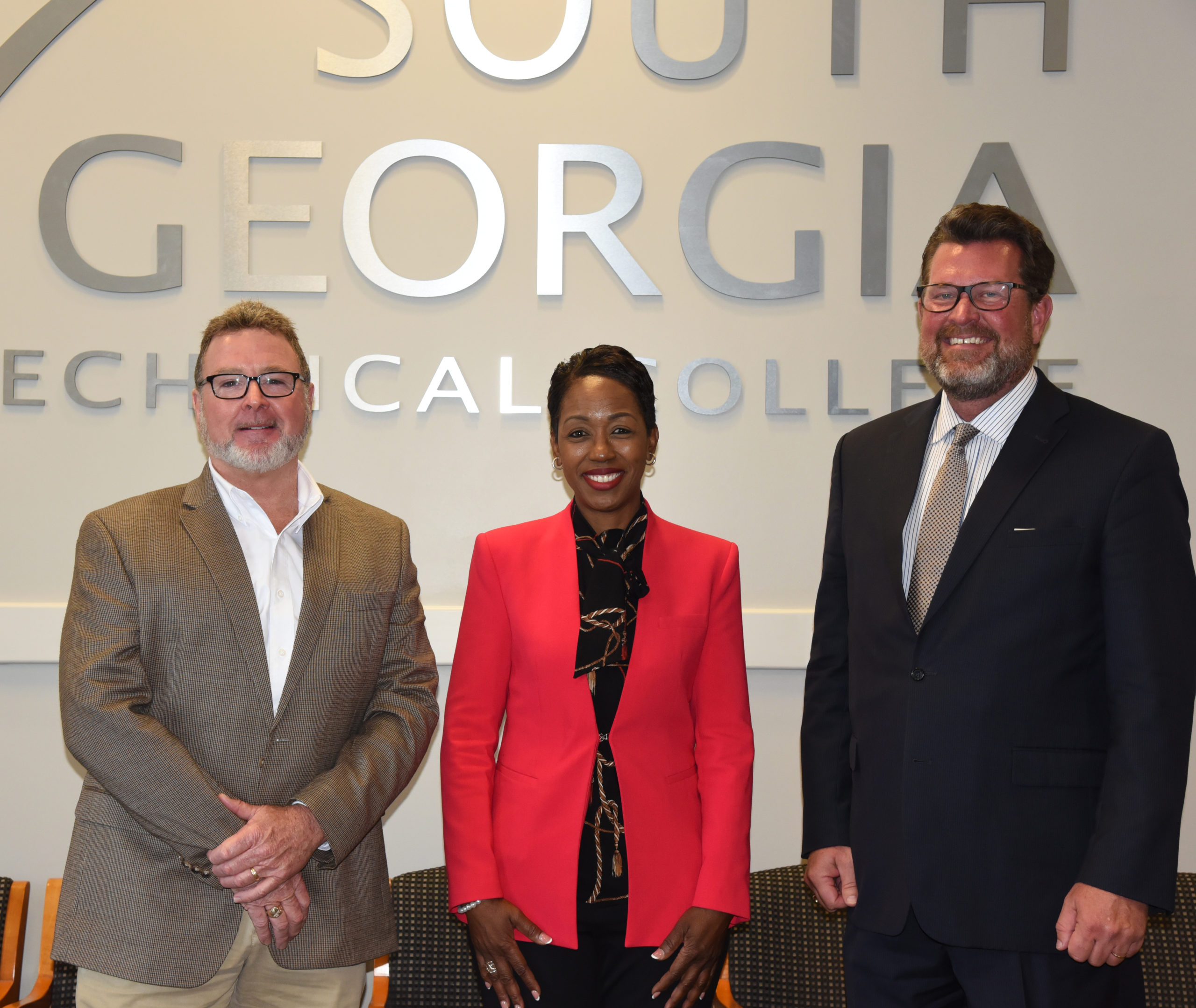 SGTC President Dr. John Watford (right) is shown above with Georgia Power local manager Don Porter (left) and Georgia Power Vice President South Region Audrey King (center).