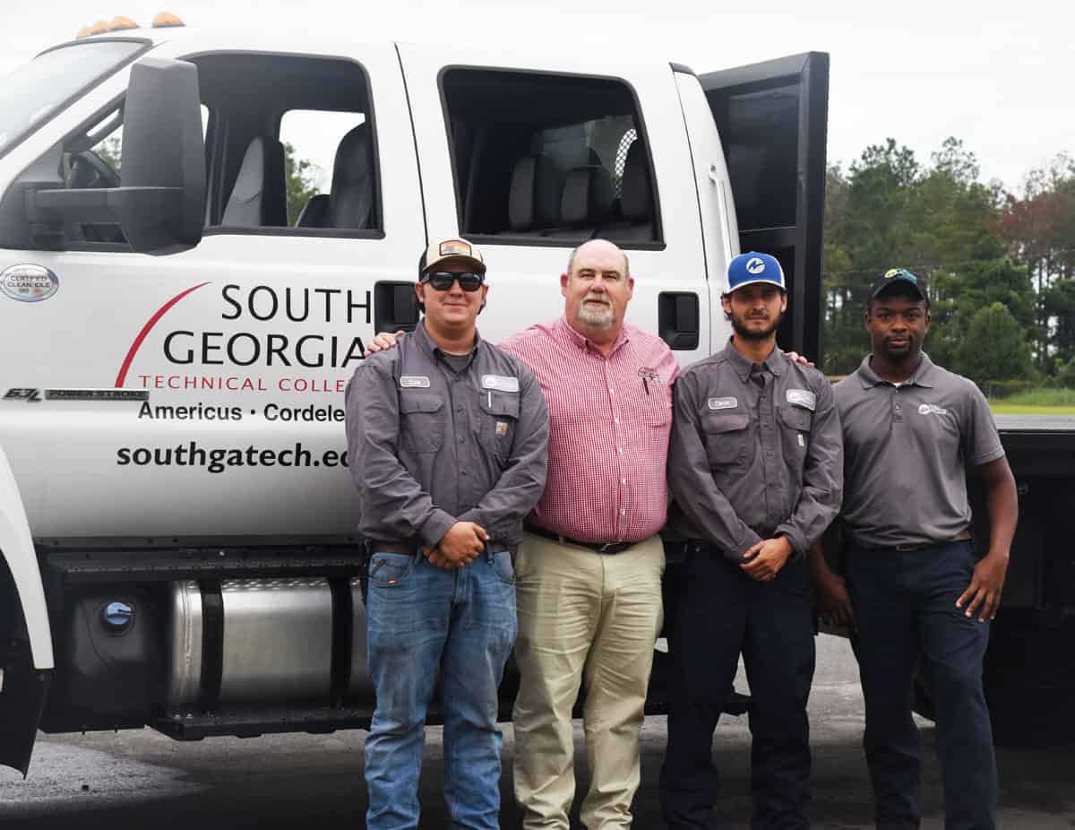 South Georgia Technical College lead CDL instructor Robert Cook (second from left) is shown above with City of Albany Utility Operations employees undergoing CDL training at South Georgia Tech. They are: Jaxon Cole Floyd, Devin Adam Dockery, and Thomas Christopher Toomer.