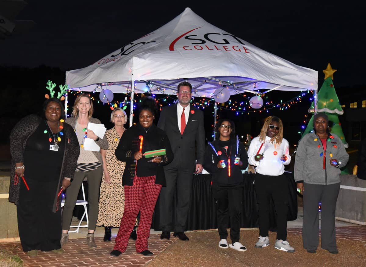 South Georgia Technical College President Dr. John Watford and members of the SGTC Student Affairs group met each car with light up toys and goodies.