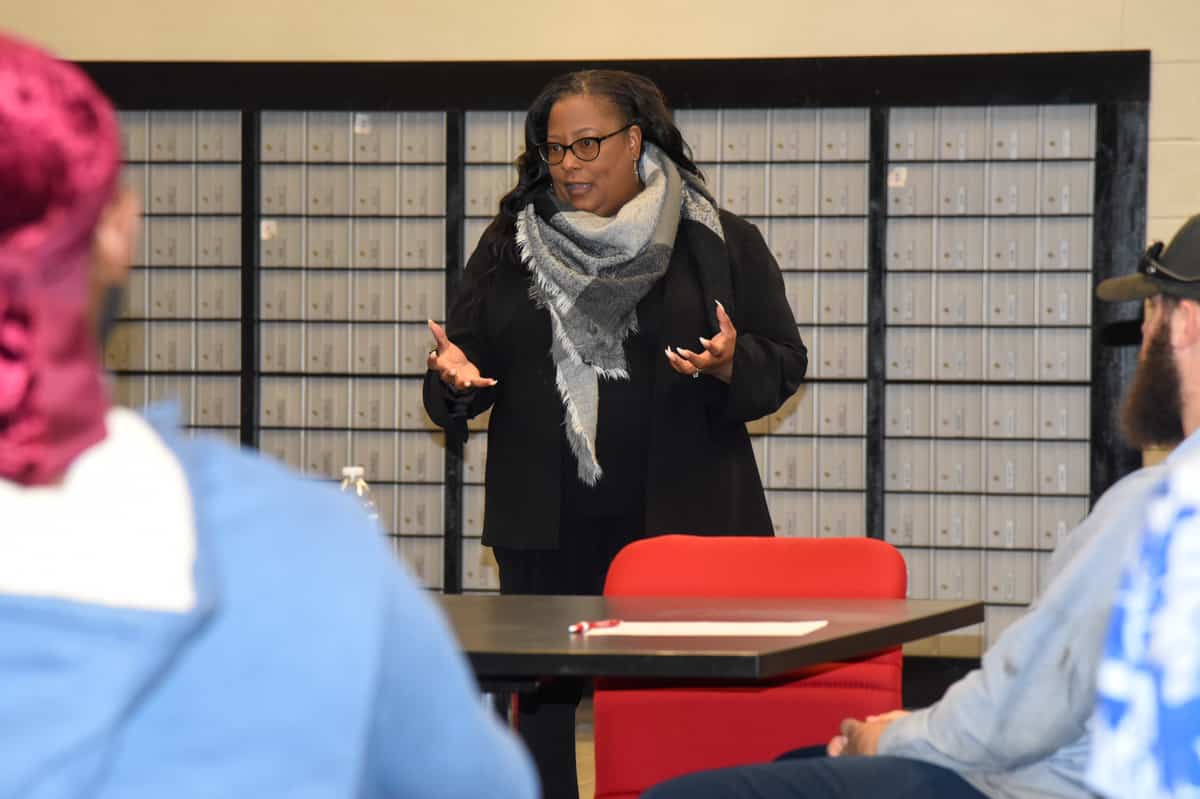 SGTC Psychology Instructor Dr. Michelle Seay speaks to a group of SGTC students about dealing with mental health issues.