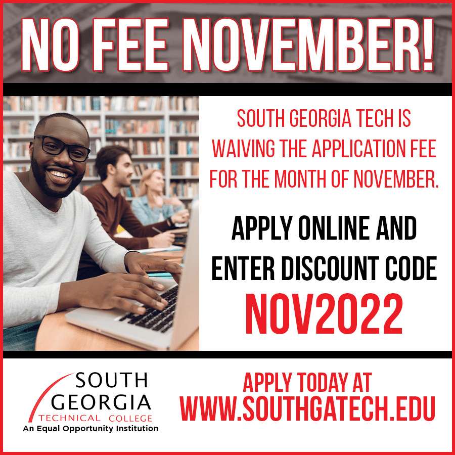 SGTC participating in No Fee November and waiving the Application Fee during the month of November.