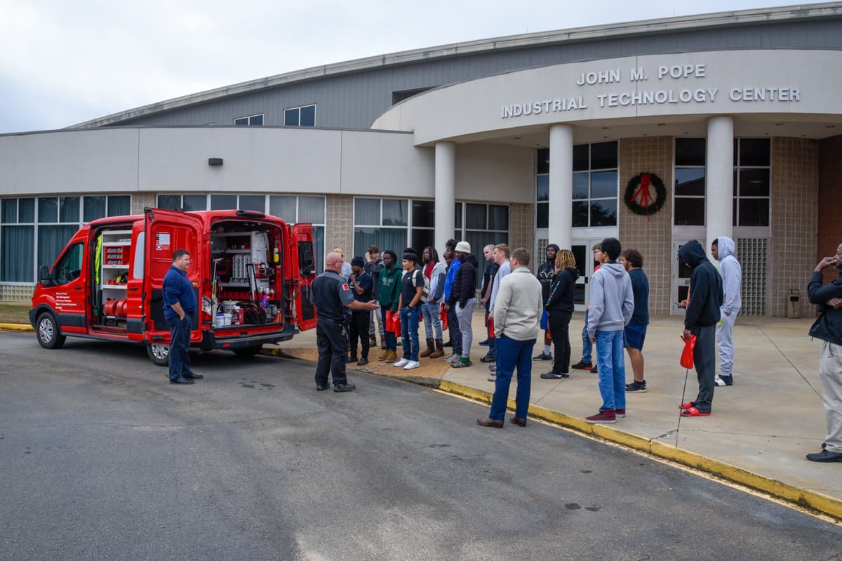 SGTC students recently attended an on-campus recruiting event for Raymond Carolina Handling.