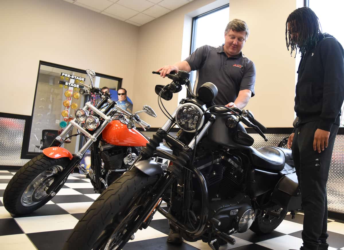 SGTC High Performance Engines – Motorsports Instructor Kevin Beaver is shown above talking with a student about the new Motorcycle Maintenance program that will begin at SGTC Spring Semester. Classes start January 11th and it is not too late to apply.