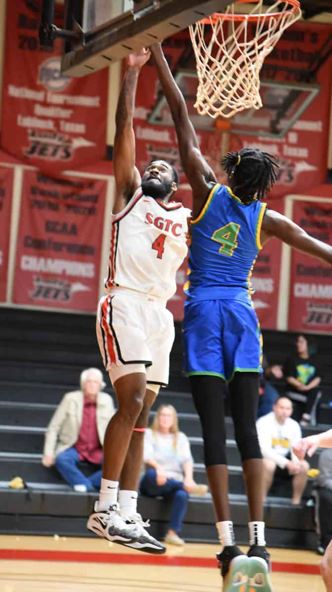 Aaron Pitts was the top scorer for the Jets in the 80 – 76 loss to Gordon State College.