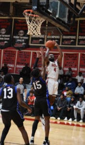 SGTC’s Aaron Pitts, 4, had 38 points for the Jets in the overtime loss to South Georgia State College.