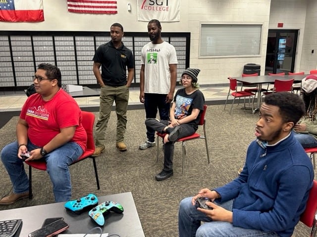 Students compete in the recent Super Smash Bros intramural tournament at SGTC.
