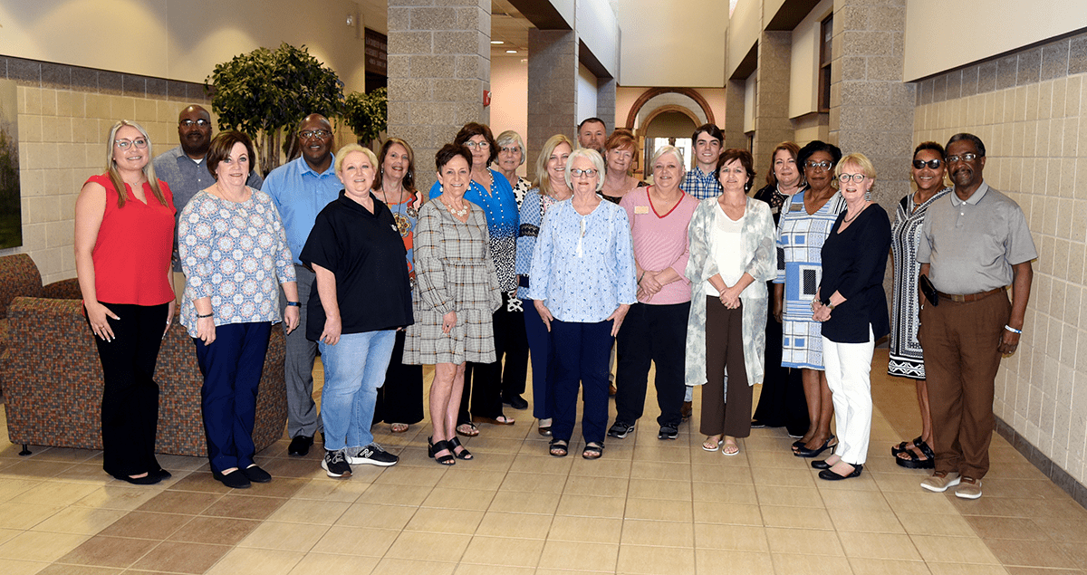 Pictured (l-r) are members of the SGTC Adult Education Advisory Committee Nicole Acree, Kevin Brown, Lisa Truitt, Alton Ford, Kim Hester, Lisa Jordan, Lillie Ann Winn, Tracy Israel, Margie Everett, Michelle McGowan, Betty Eschmann, Robbie Edalgo, Angie Kauffman, Lissa Faircloth, Zack Mincey, Tonya Visage, Karen Werling, Cynthia Carter, Beth NeSmith, Elaine Neally, and James Ingram. Not pictured but also in attendance were Diane Wills, Roger Ann Davis, Marisa Wedges, Julie Tinsley, and Jill Harrison.