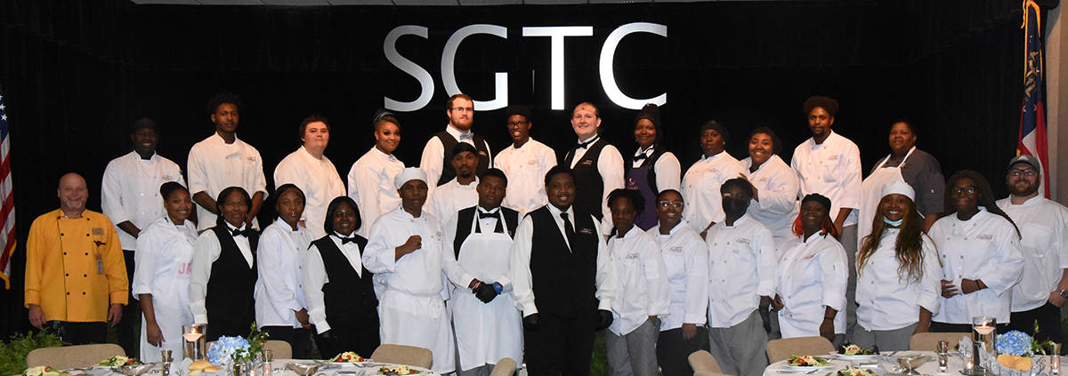 Shown above with SGTC Culinary Arts Instructors Chef Ricky Watzlowick and Chef Hunter Little are the students in the Americus and Crisp County Culinary Arts program that prepared and served the food at the South Georgia Technical College Donor Appreciation Dinner recently.