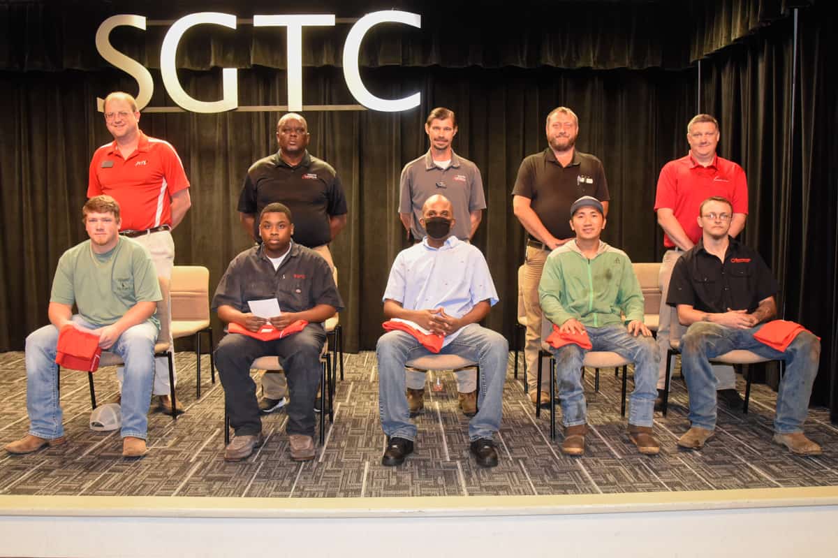 Pictured are the SGTC Student of Excellence nominees (seated l-r) Lawrence Starling, Traylon Blocker, Kevin Copeland, Randy Robert Ampler, and Walter Williams, and their nominating instructors (standing l-r) Jason Wisham, Starlyn Sampson, Brandon Dean, Chase Channon, and Kevin Beaver.