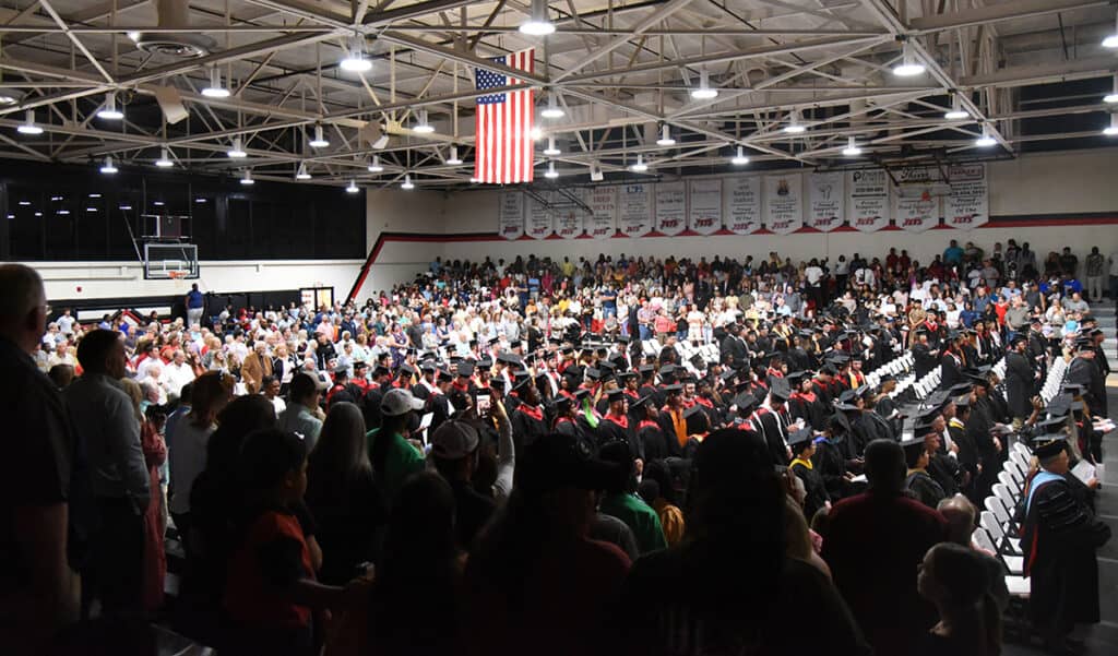 A large crowd attended the SGTC Spring 2023 graduation ceremony recently in the James S. Peters gymnasium.