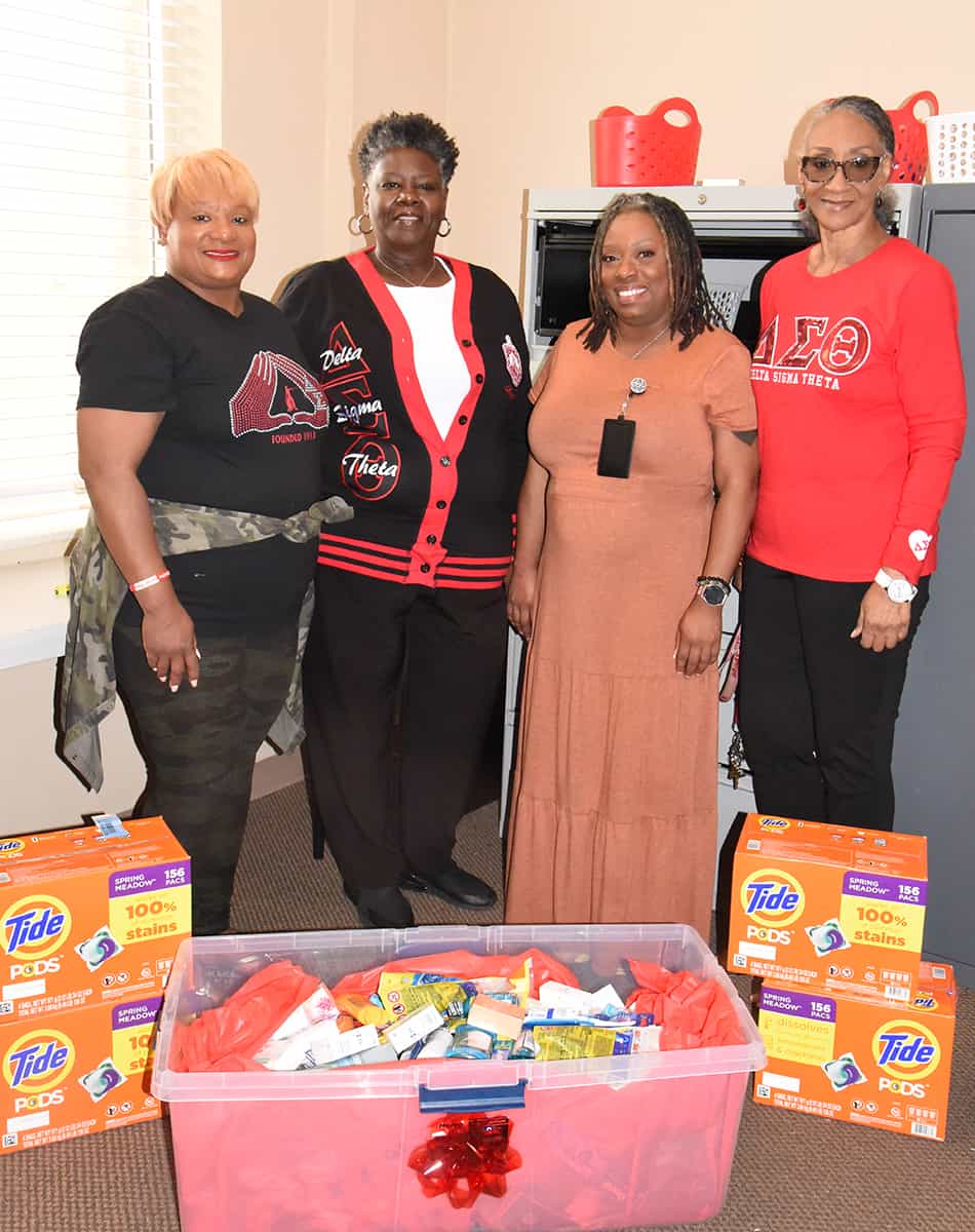 South Georgia Technical College’s Jennifer Robinson (third from the left) is shown above with the items donated. Tawnya Hadley, Americus Alumnae Chapter of Delta Sigma Theta, Sorority, Inc. May Week Chair, along with Delta Sigma Theta Sorority, Inc. members and SGTC Instructors Mary Cross and Brenda Boone brought the items to be donated to the pantry. Mary Cross is the SGTC Marketing Instructor on the Americus campus and Brenda Boone is the Americus campus Accounting Instructor.