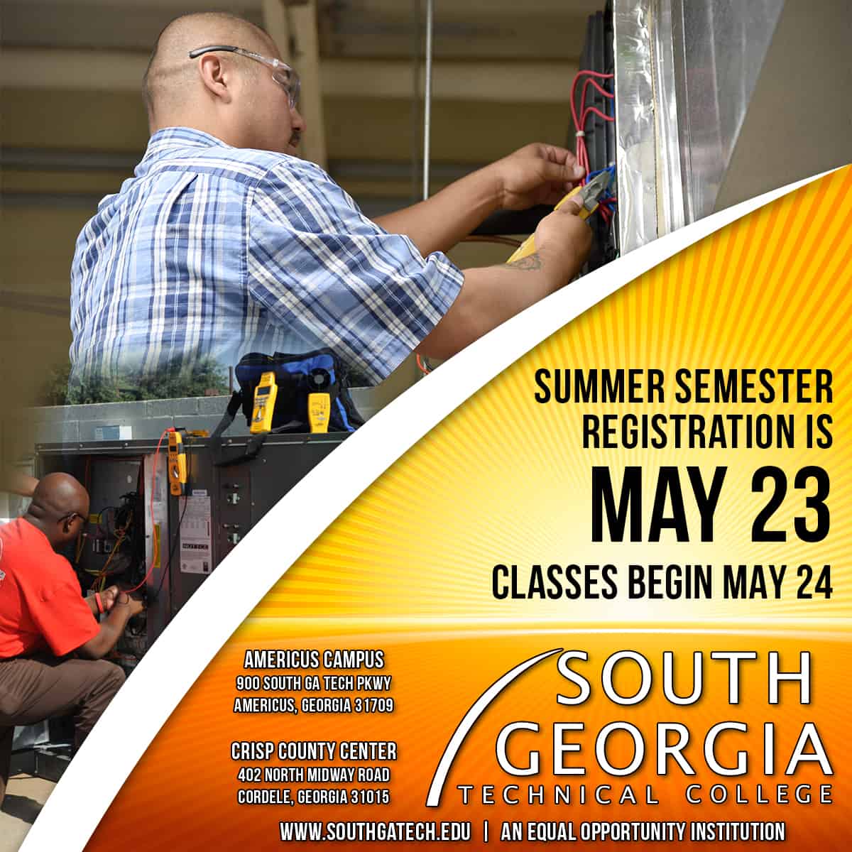 Shown above is information about summer semester registration.