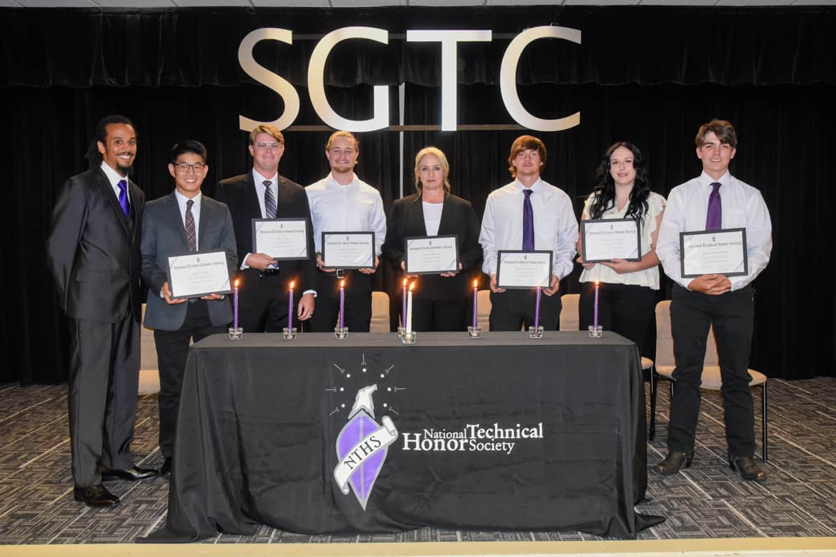 SGTC mathematics instructor Chester Taylor (left) is pictured with SGTC students recently inducted into the National Technical Honor Society.