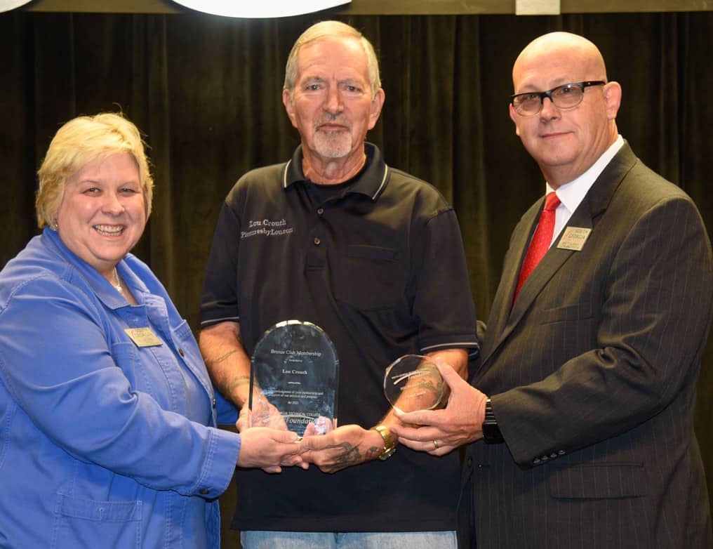 SGTC Vice President for Institutional Advancement and Executive Director of the SGTC Foundation Su Ann Bird (l) is shown above presenting the Foundation’s Bronze Club and President’s Club Awards to Lou Crouch (center). SGTC Law Enforcement Academy Director Brett Murray is also shown. Crouch has been a major support of the SGTC Foundation and the Law Enforcement Academy and is students.