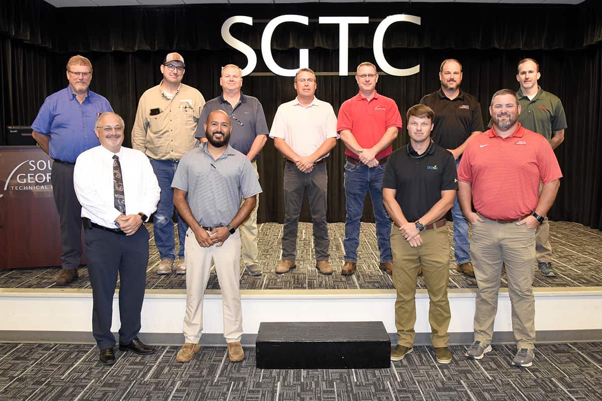 Members of SGTC staff and the Industrial Programs Advisory Council (back row, l-r): Jerry Lott, Michael Jaskulski, Mike Collins, Charles Fairbrother, Brad Aldridge, Ted Eschmann, Josh Strange, (front row, l-r) Dr. David Finley, Johnny Villanueva, Travis Kelly, and Chad Brown.