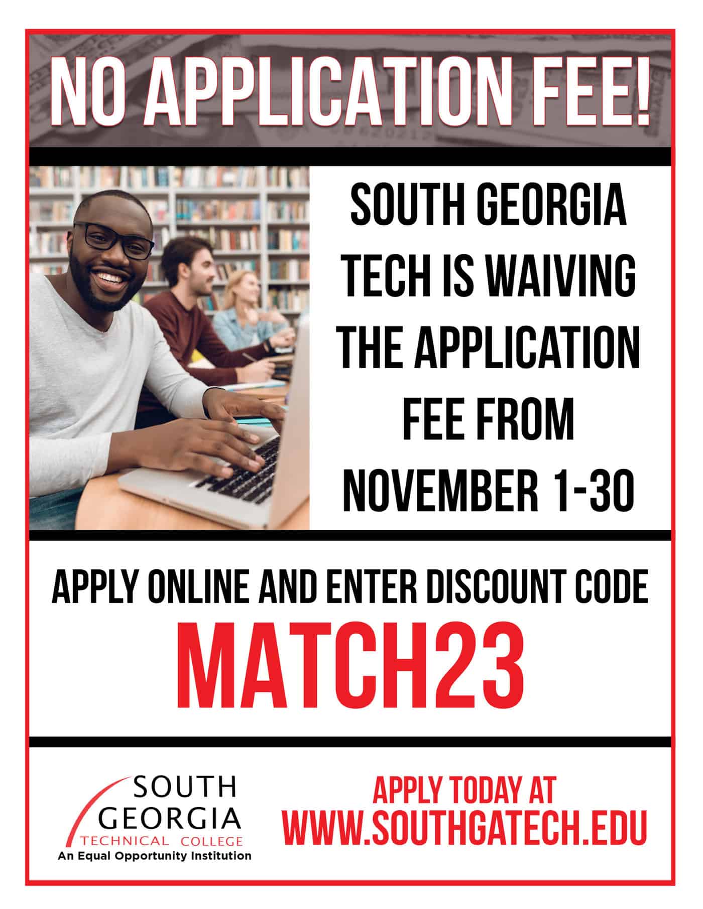 SGTC participating in No Fee November and waiving the Application Fee during the month of November.